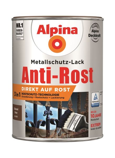 Alpina Anti-Rost Metallschutz-Lack glänzend braun