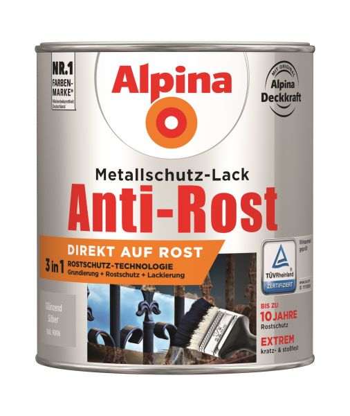 Alpina Anti-Rost Metallschutz-Lack glänzend silber